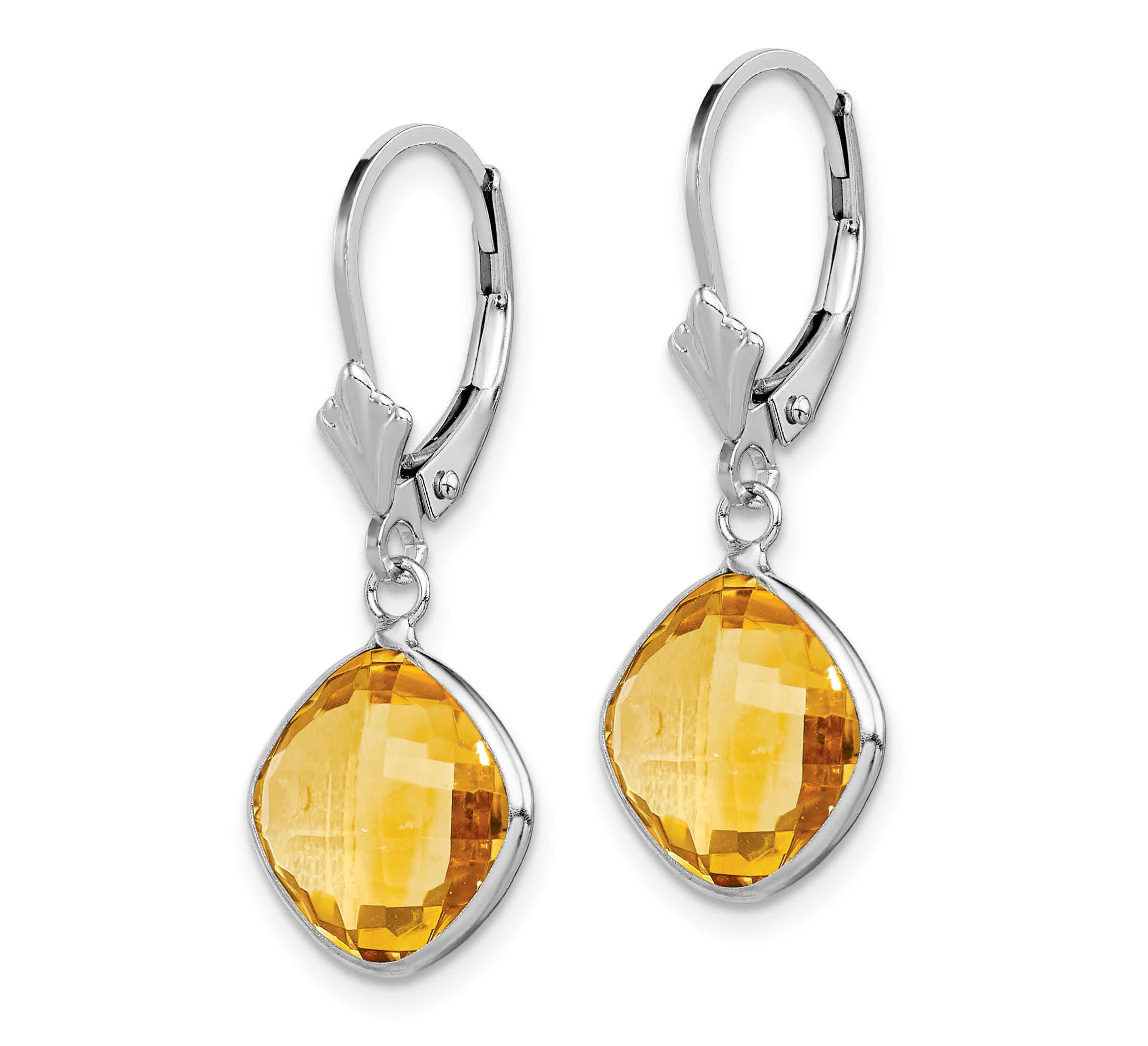 8 ct. t.w. Citrine Dangle Leverback Earrings in Rhodium-plated Sterling Silver