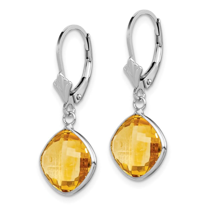 8 ct. t.w. Citrine Dangle Leverback Earrings in Rhodium-plated Sterling Silver