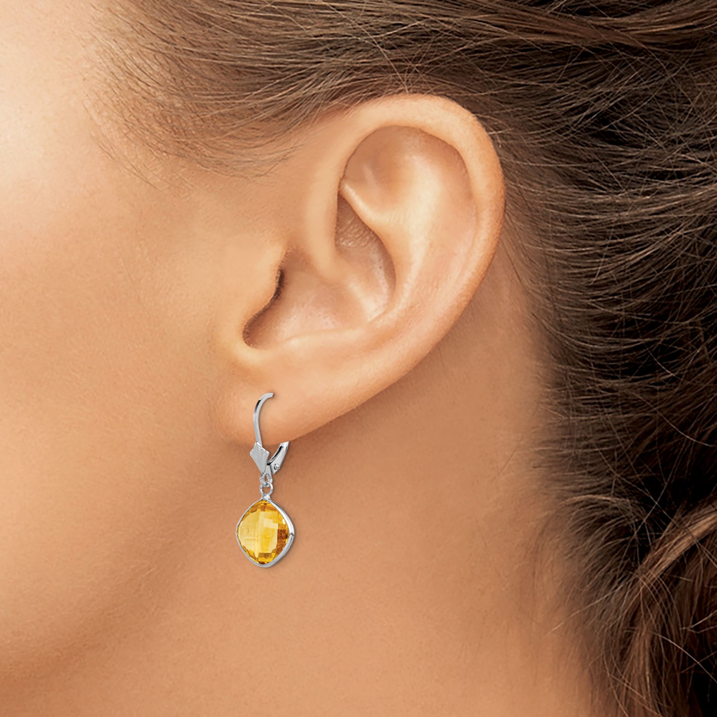 8 ct. t.w. Citrine Dangle Leverback Earrings in Rhodium-plated Sterling Silver