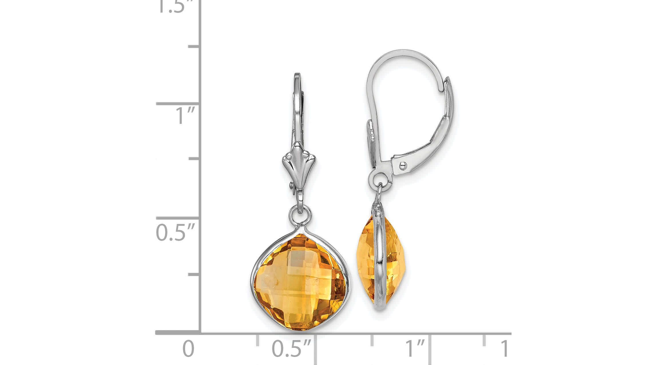 8 ct. t.w. Citrine Dangle Leverback Earrings in Rhodium-plated Sterling Silver