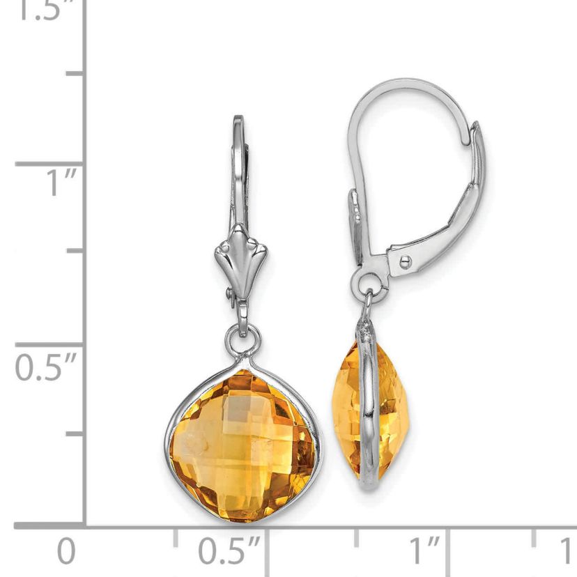 8 ct. t.w. Citrine Dangle Leverback Earrings in Rhodium-plated Sterling Silver