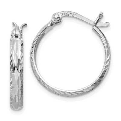 Belk & Co Sterling Silver Rhodium-plated 2.5mm Textured Round Hoops, White