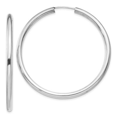 Belk & Co Sterling Silver Rhodium-plated 3x50mm Endless Tube Hoop Earrings, White
