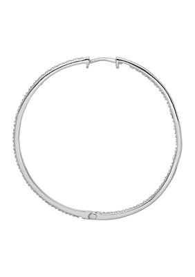 1/4 ct. t.w. Diamond In and Out Hoop Earrings in Rhodium Plated Sterling Silver