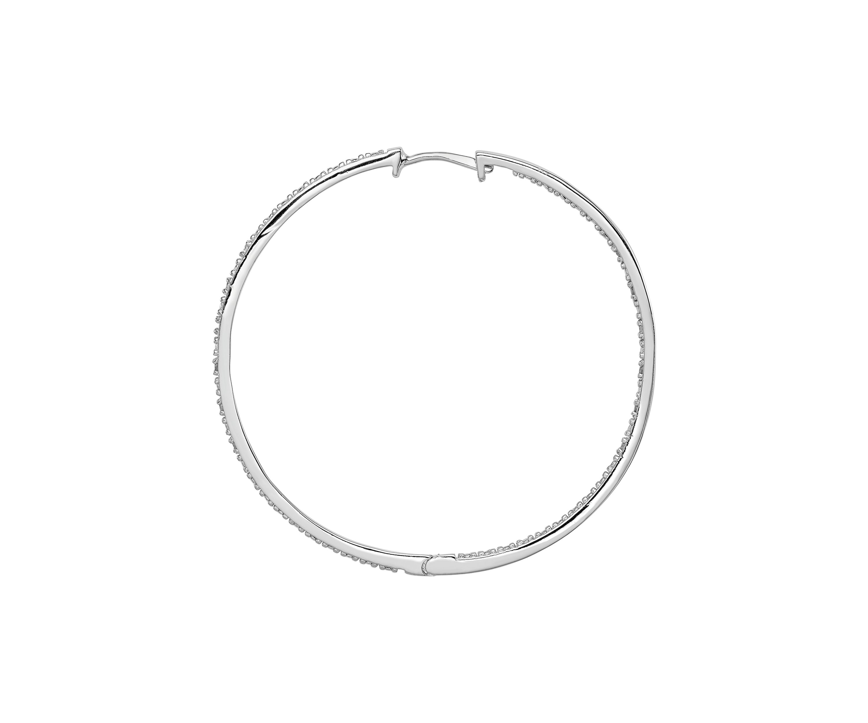1/8 ct. t.w. Diamond In and Out Hoop Earrings in Rhodium Plated Sterling Silver