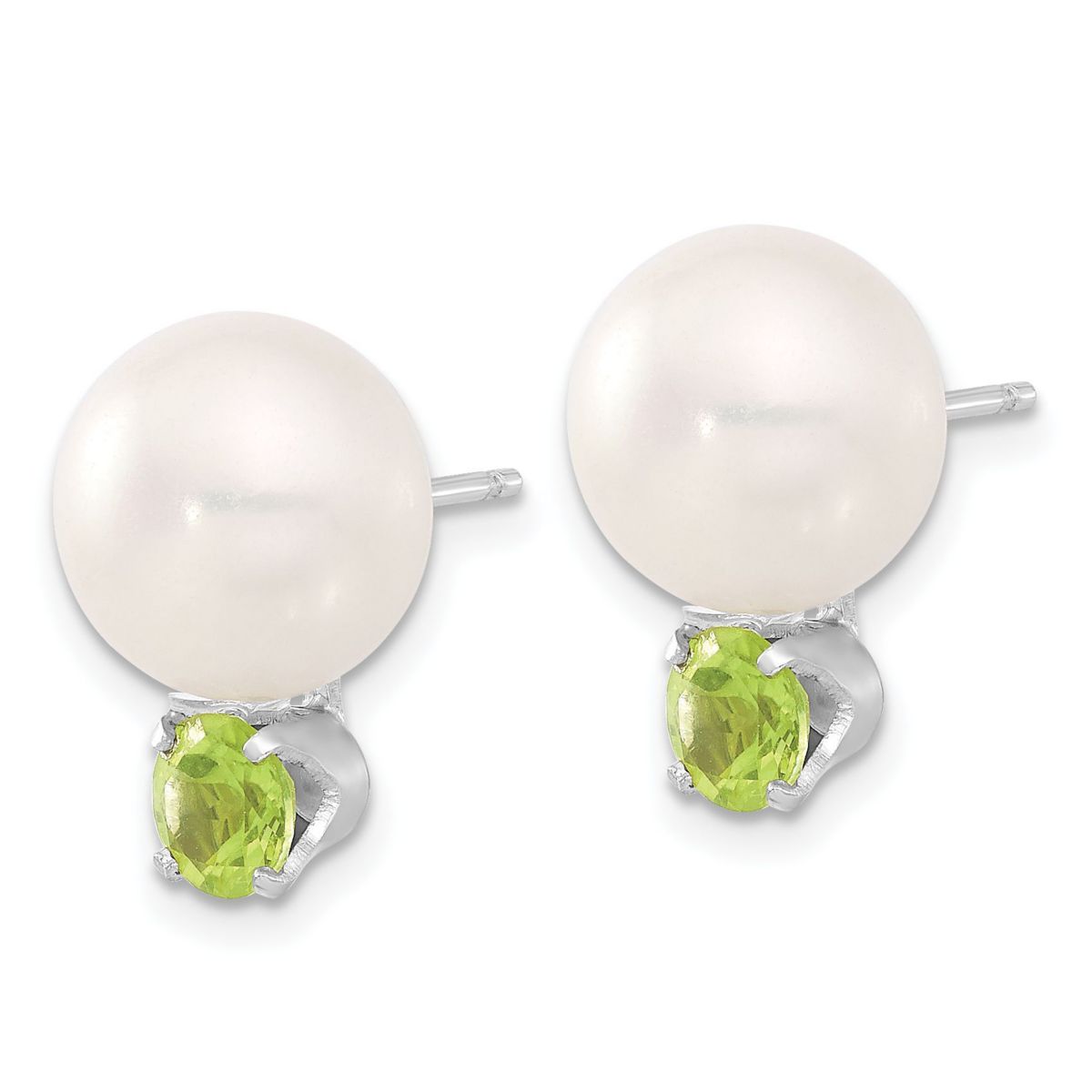 1.12 ct. t.w. Peridot with 10-11mm Freshwater Cultured Button Pearl Earrings in Sterling Silver