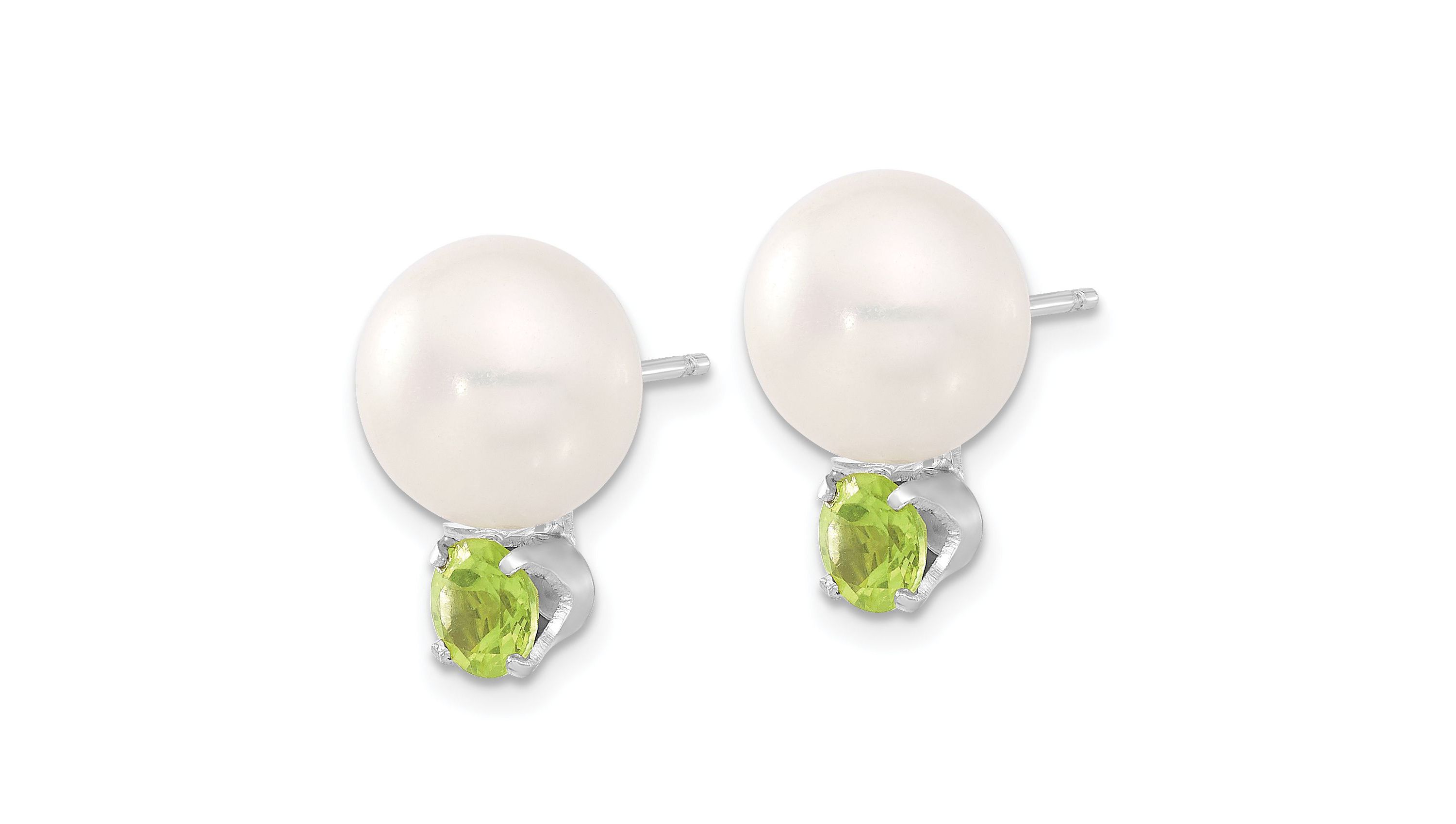 1.12 ct. t.w. Peridot with 10-11mm Freshwater Cultured Button Pearl Earrings in Sterling Silver