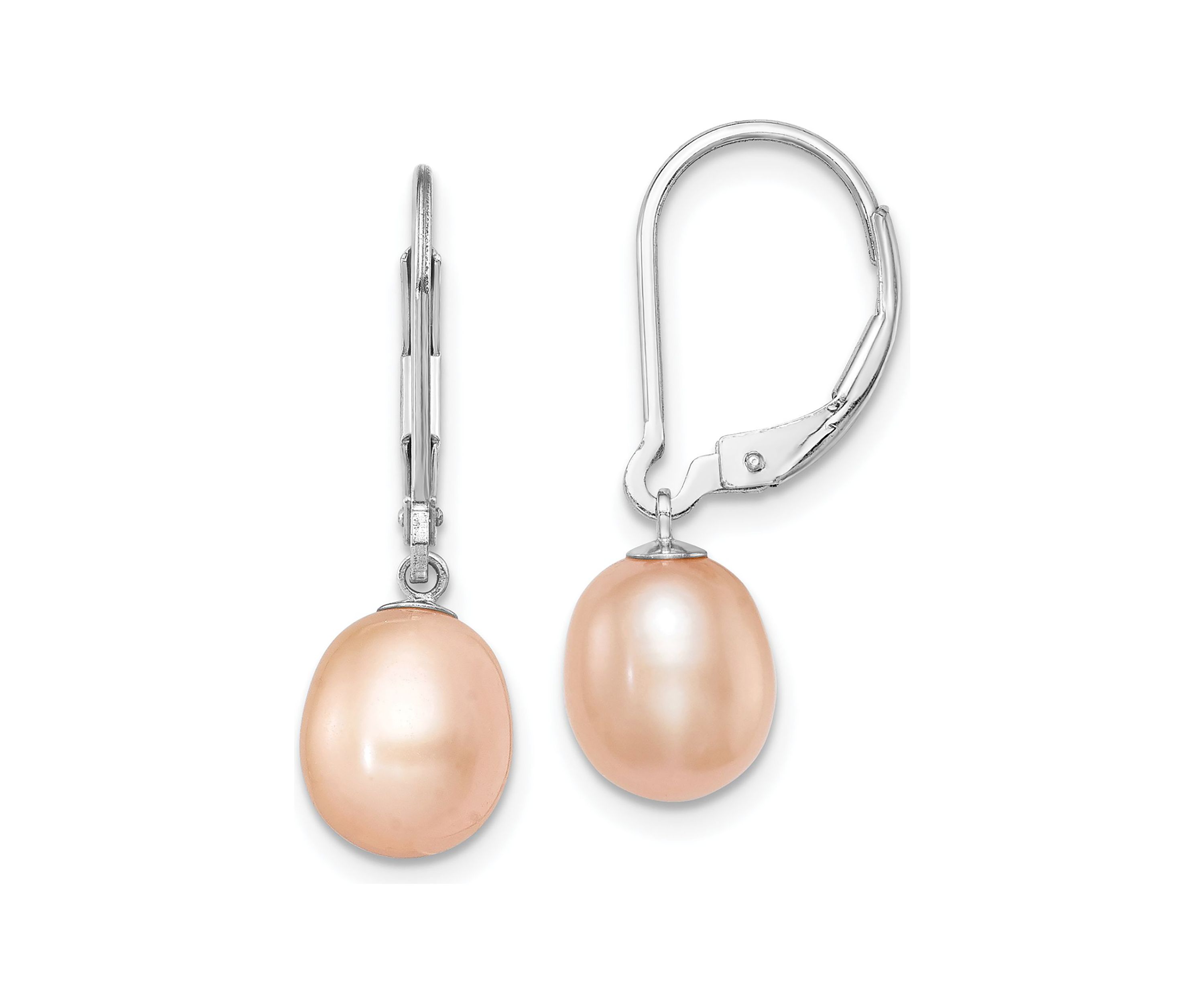 Sterling Silver Rhodium-plated 7-8mm Freshwater Cultured Pearl Leverback 2pc Enhancer Set