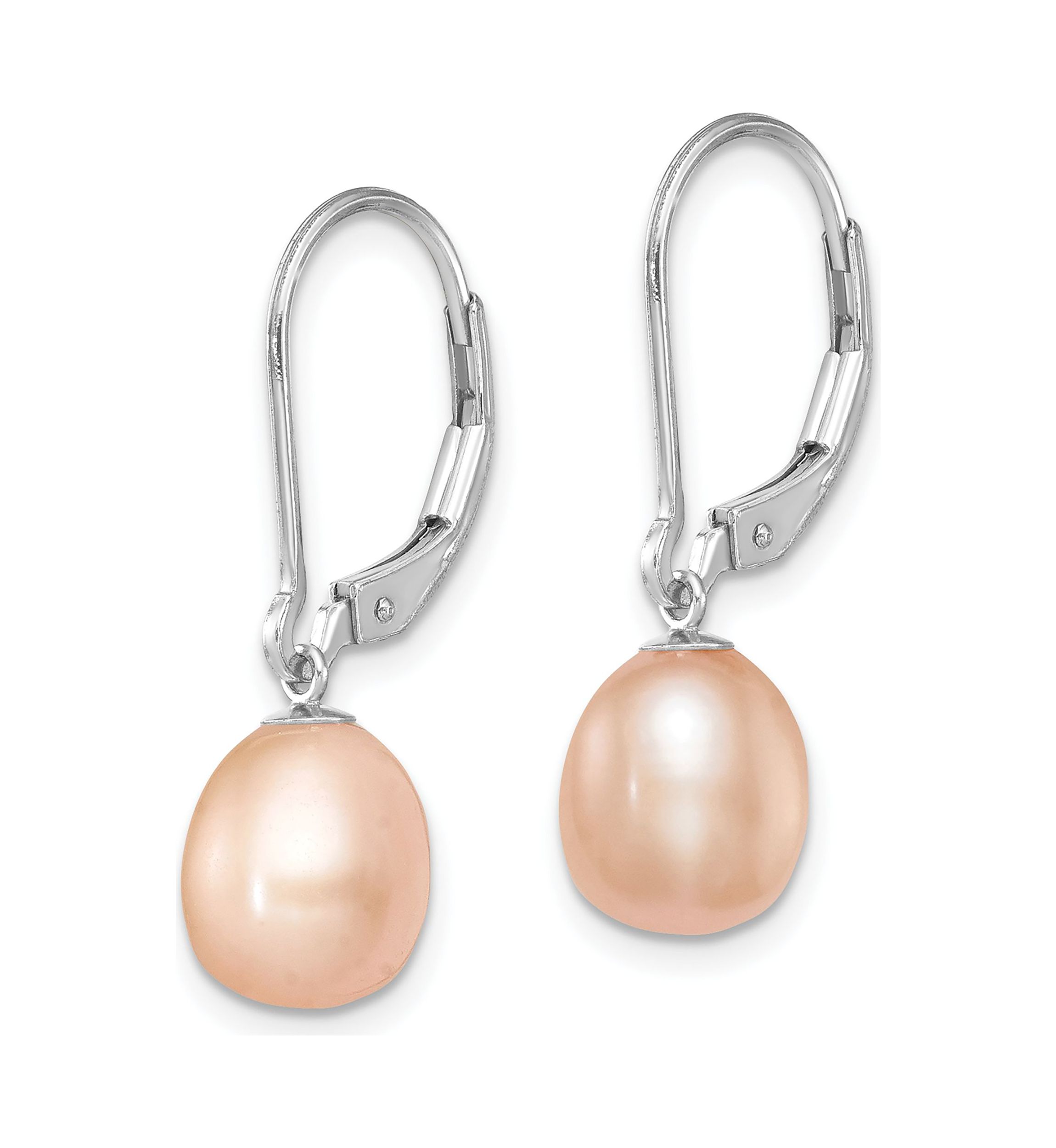 Sterling Silver Rhodium-plated 7-8mm Freshwater Cultured Pearl Leverback 2pc Enhancer Set