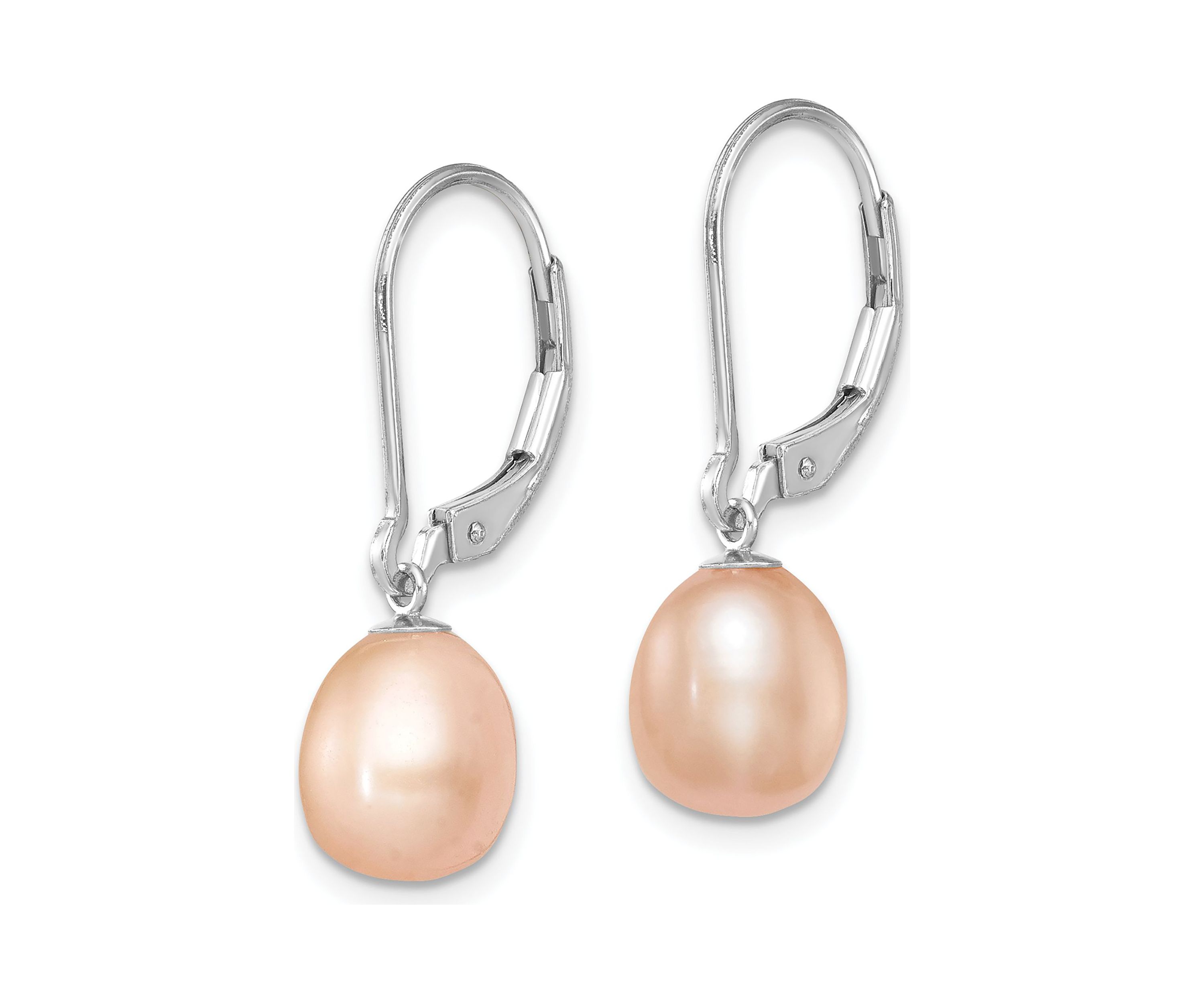 Sterling Silver Rhodium-plated 7-8mm Freshwater Cultured Pearl Leverback 2pc Enhancer Set