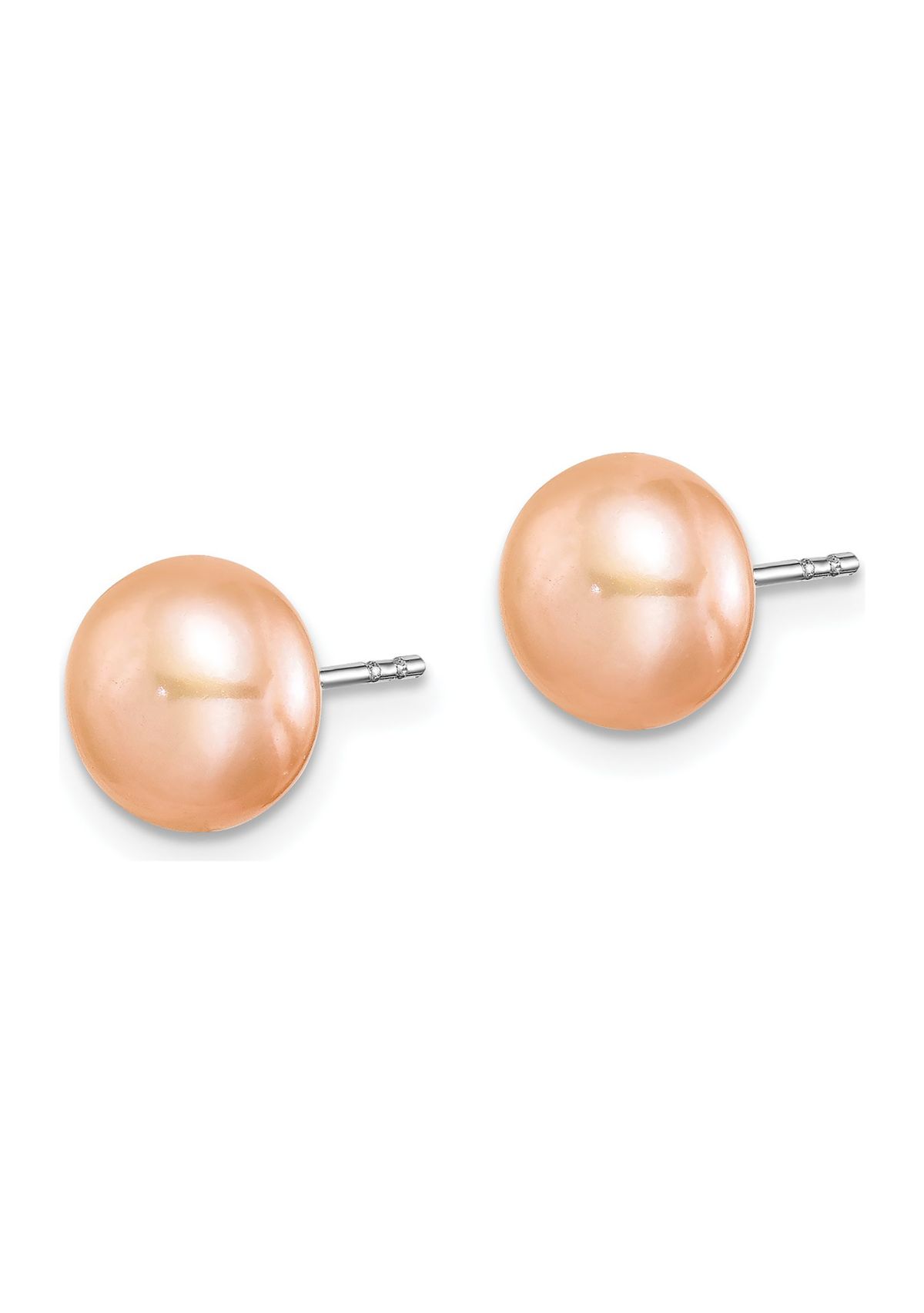 Sterling Silver Rhodium-plated 8-9mm Multi-Color Freshwater Cultured Pearl Button Earrings Set