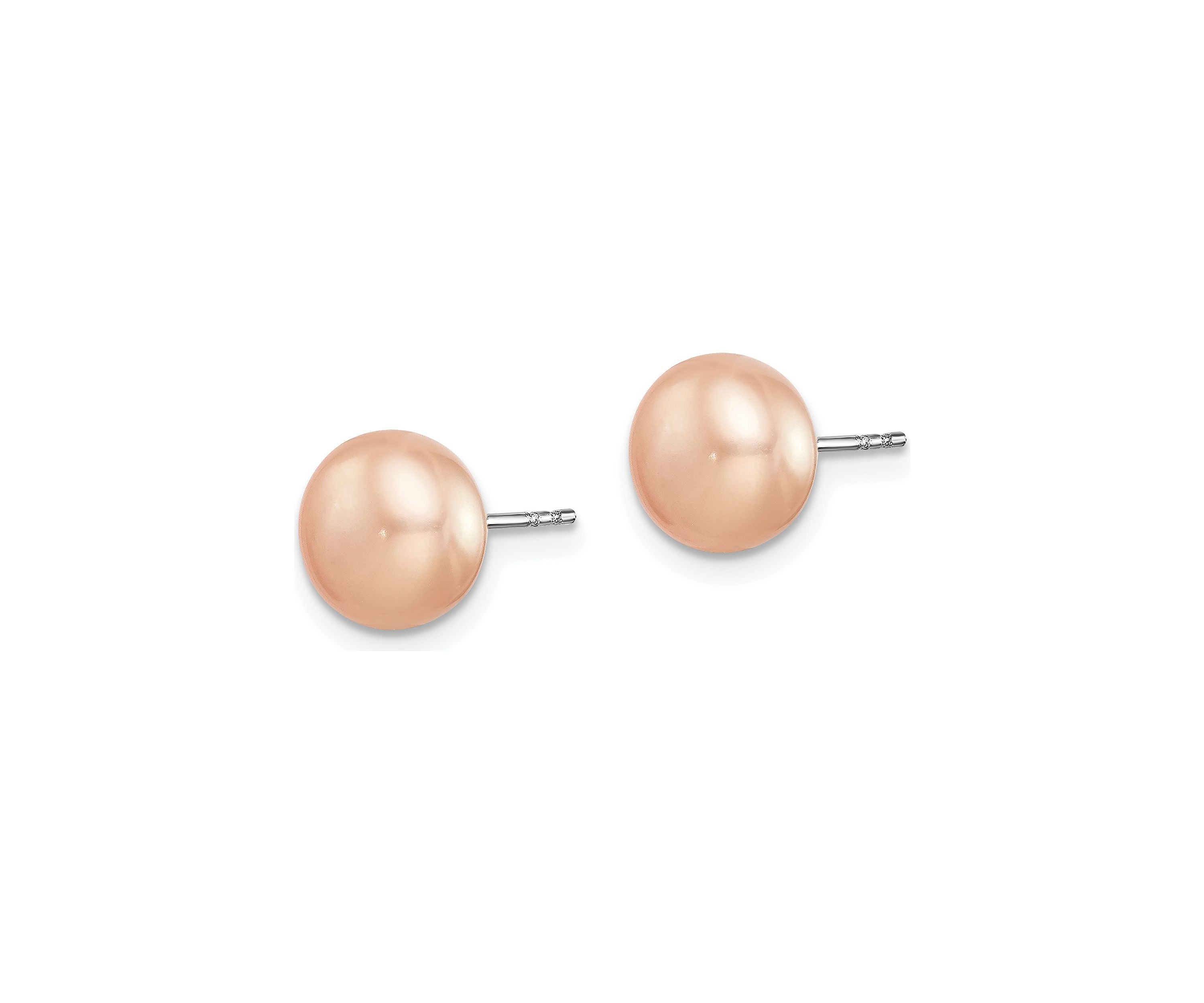 Sterling Silver Rhodium-plated 8-9mm Freshwater Cultured Pearl Button Stud Earring Set