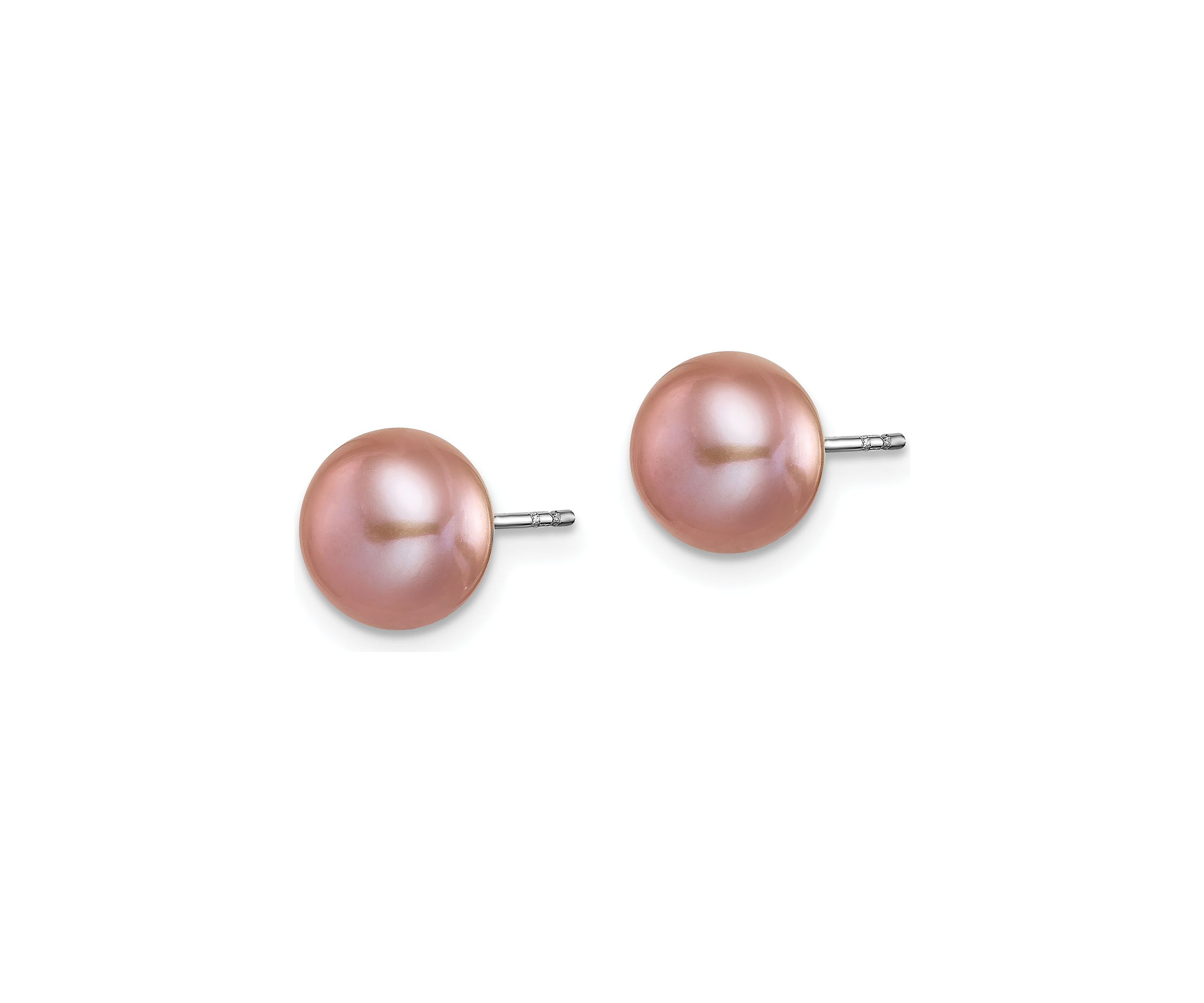 Sterling Silver Rhodium-plated 8-9mm Freshwater Cultured Pearl Button Stud Earring Set
