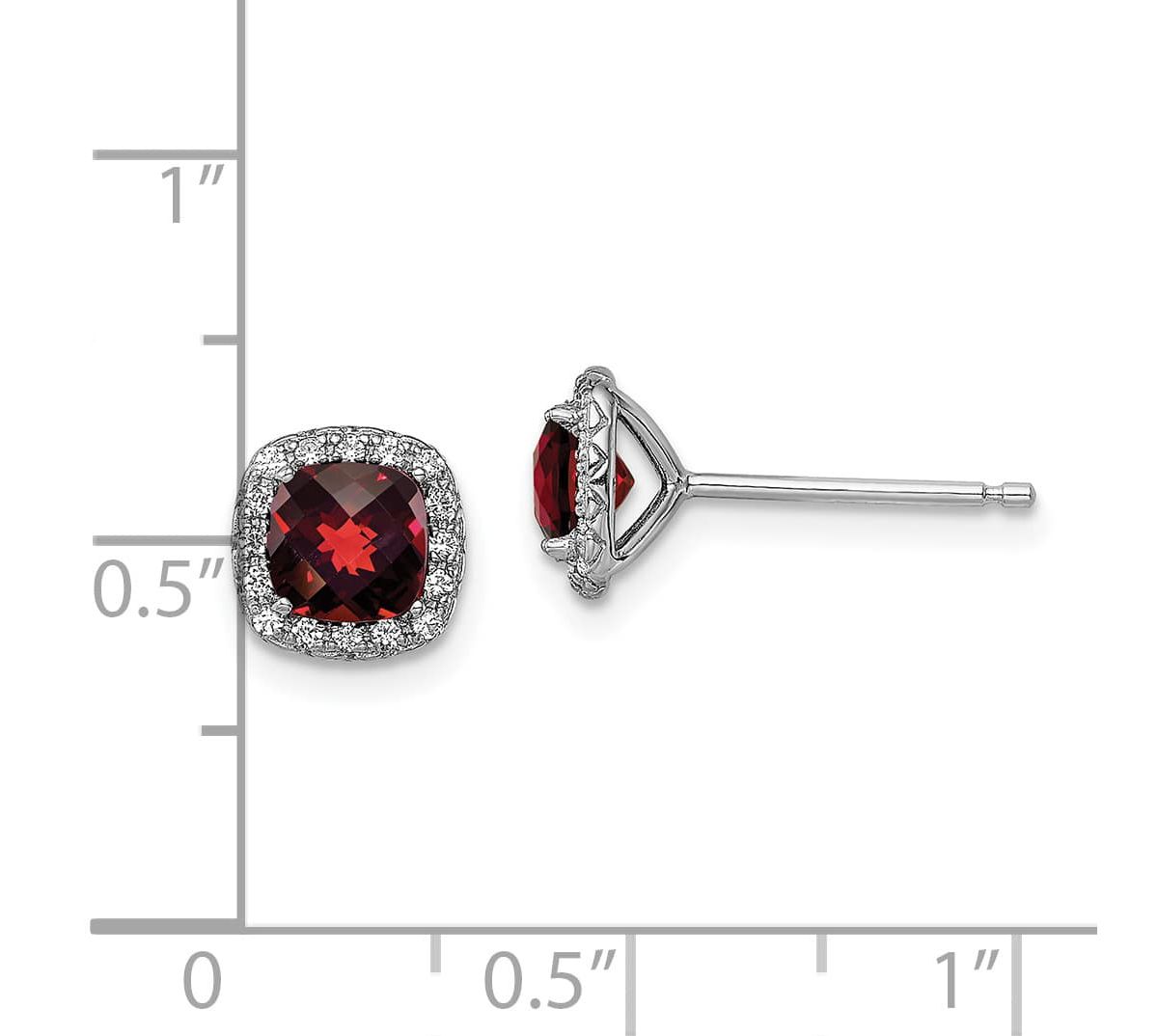 1.4 ct. t.w. Garnet and 1/6 ct. t.w. Lab Created White Sapphire Earrings in Rhodium-plated Sterling Silver