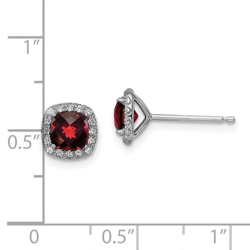 1.4 ct. t.w. Garnet and 1/6 ct. t.w. Lab Created White Sapphire Earrings in Rhodium-plated Sterling Silver