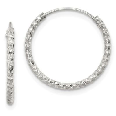 Belk & Co Sterling Silver Diamond-cut 1.5x18mm Endless Hoop Earrings, White