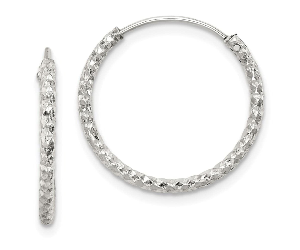 Sterling Silver Diamond-cut 1.5x18mm Endless Hoop Earrings