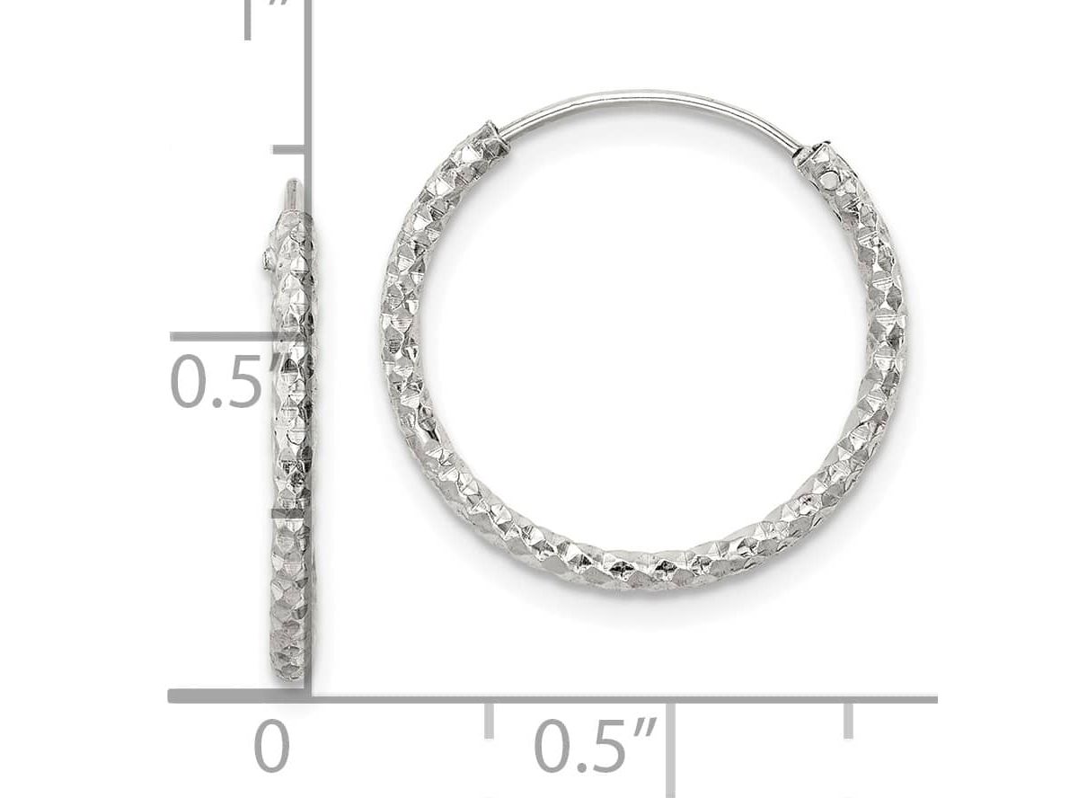 Sterling Silver Diamond-cut 1.5x18mm Endless Hoop Earrings
