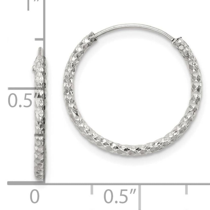 Sterling Silver Diamond-cut 1.5x18mm Endless Hoop Earrings