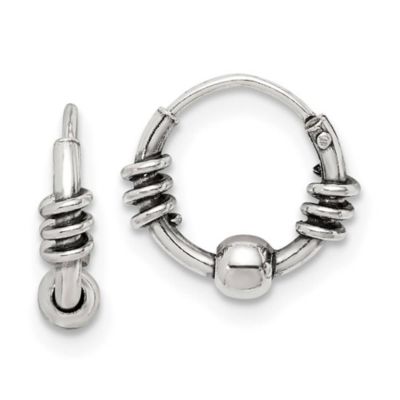 Belk & Co Sterling Silver Antiqued Beaded Endless Hoop Earrings, White