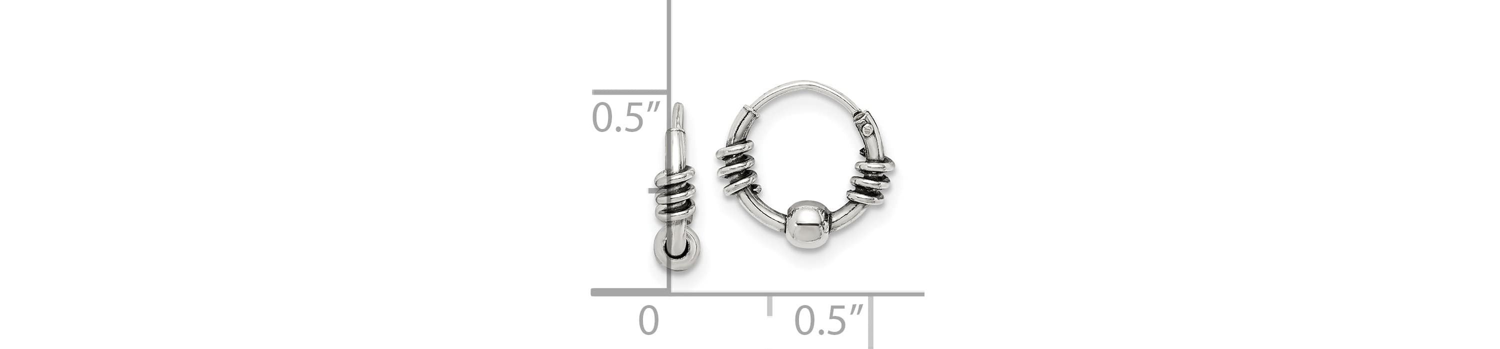 Sterling Silver Antiqued Beaded Endless Hoop Earrings