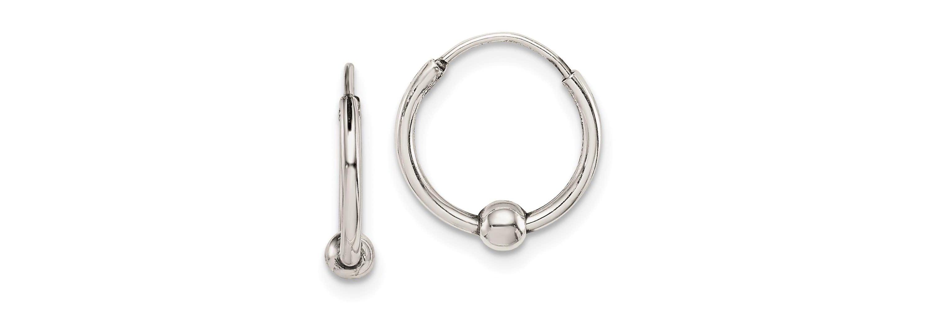 Sterling Silver Antiqued Beaded Endless Hoop Earrings