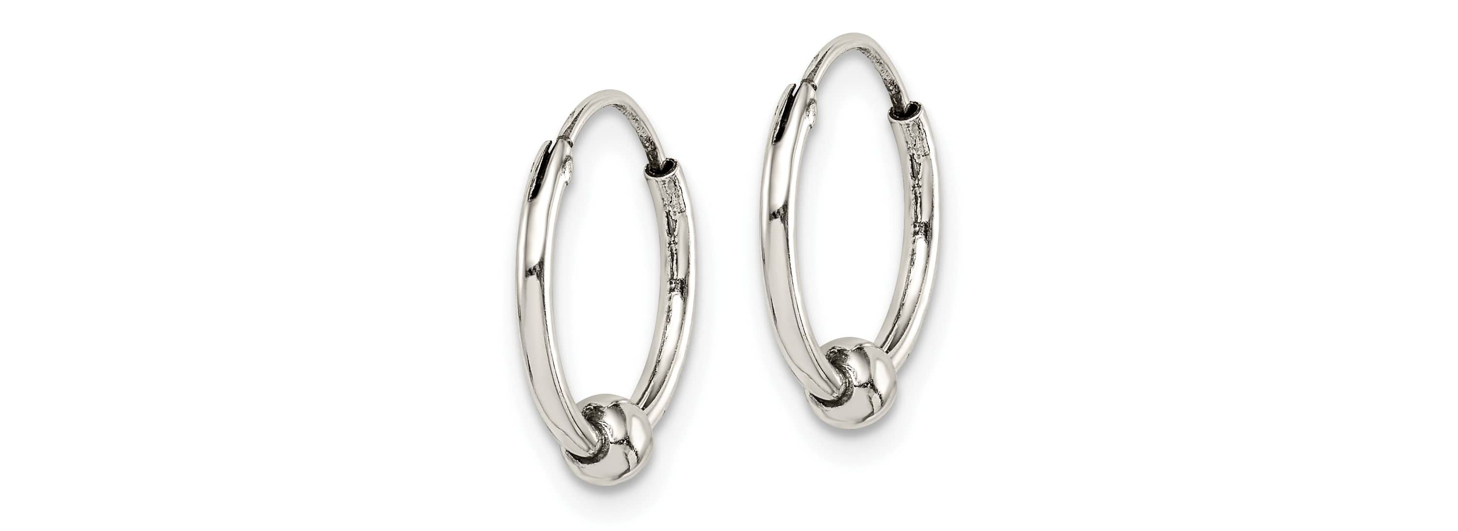 Sterling Silver Antiqued Beaded Endless Hoop Earrings