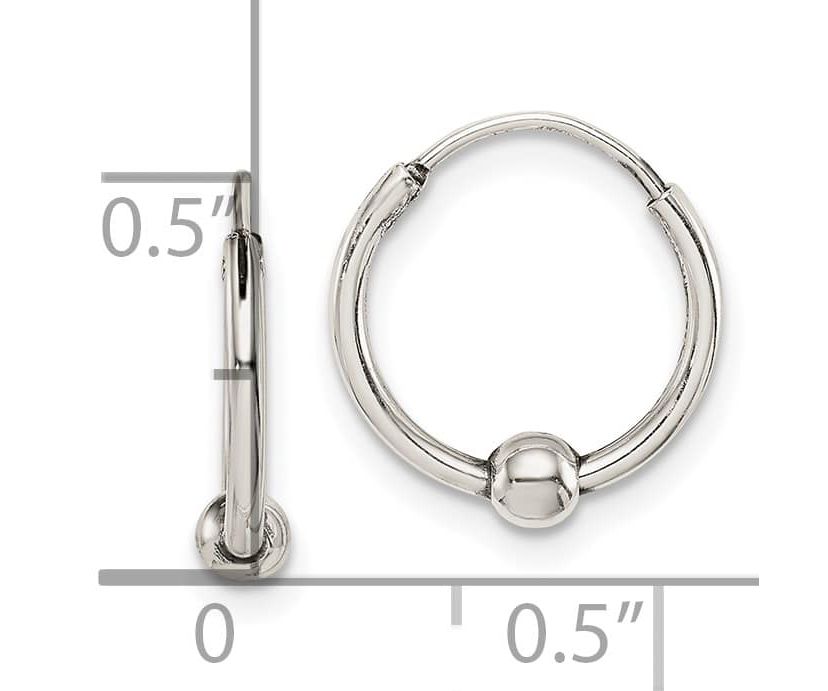 Sterling Silver Antiqued Beaded Endless Hoop Earrings