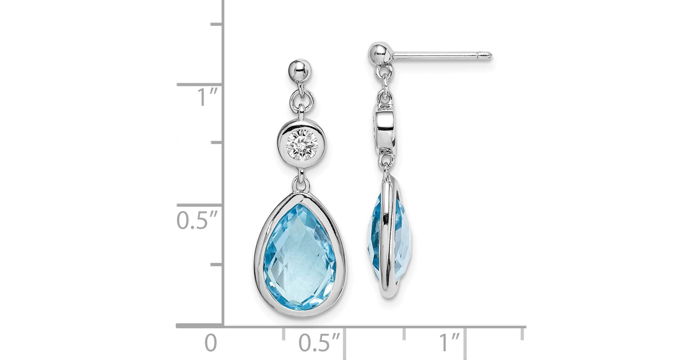 6.68 ct. t.w. Sky Blue Topaz and 3/4 ct. t.w. White Topaz Post Dangle Earrings in Rhodium-plated Sterling Silver