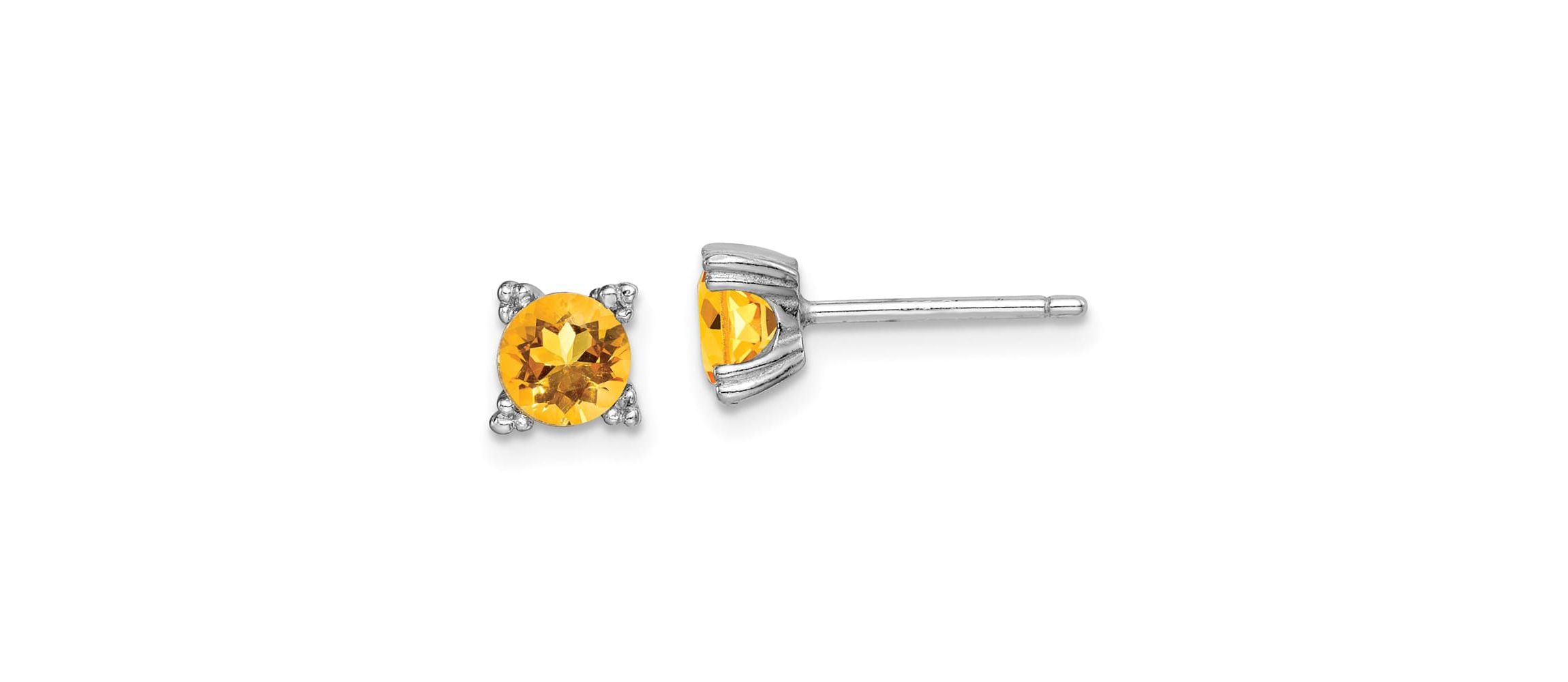 7/8 ct. t.w. Citrine Post Earrings in Rhodium-plated Sterling Silver