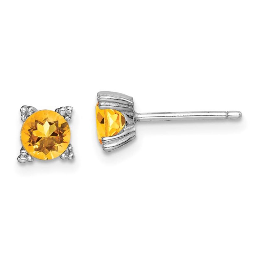 7/8 ct. t.w. Citrine Post Earrings in Rhodium-plated Sterling Silver