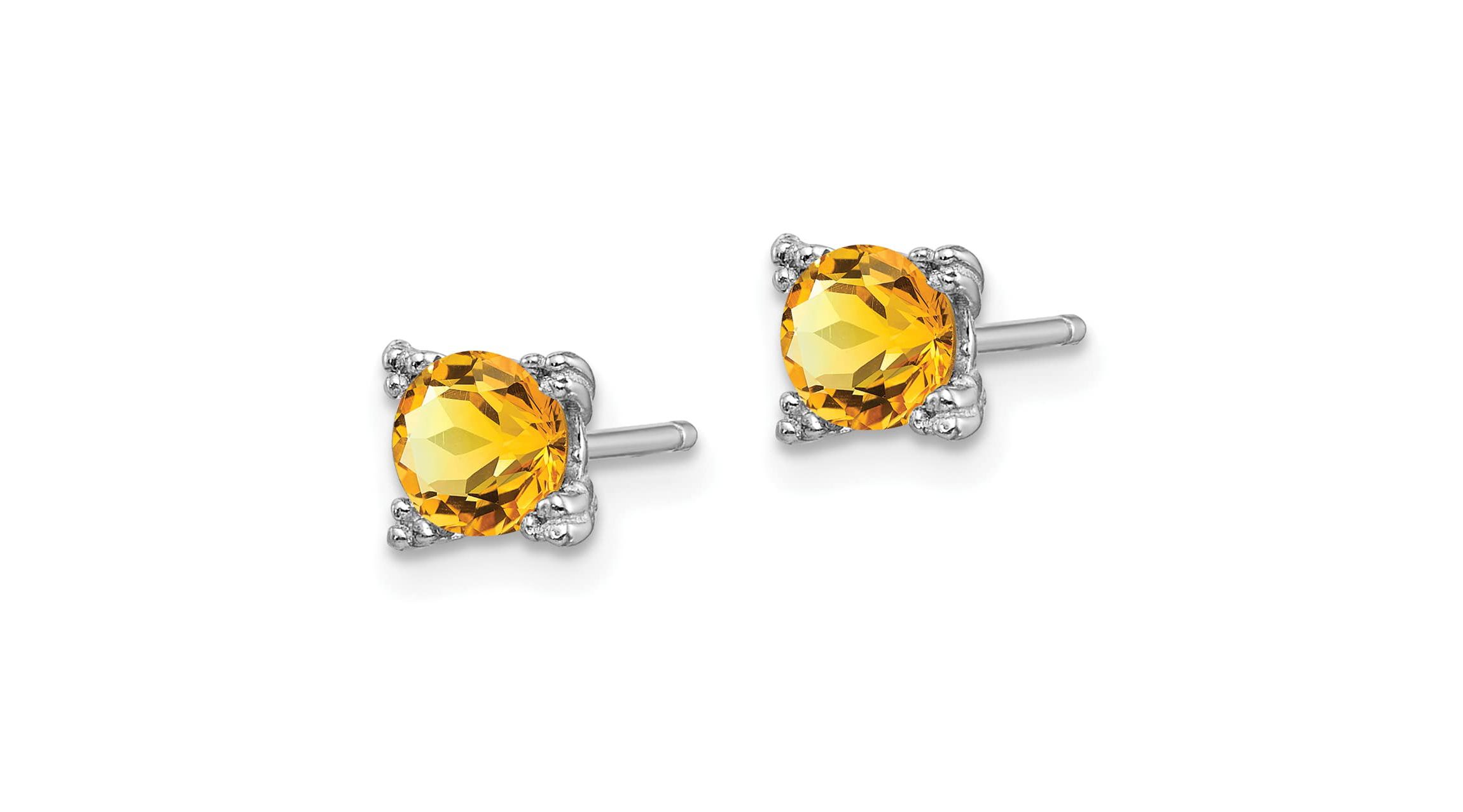 7/8 ct. t.w. Citrine Post Earrings in Rhodium-plated Sterling Silver