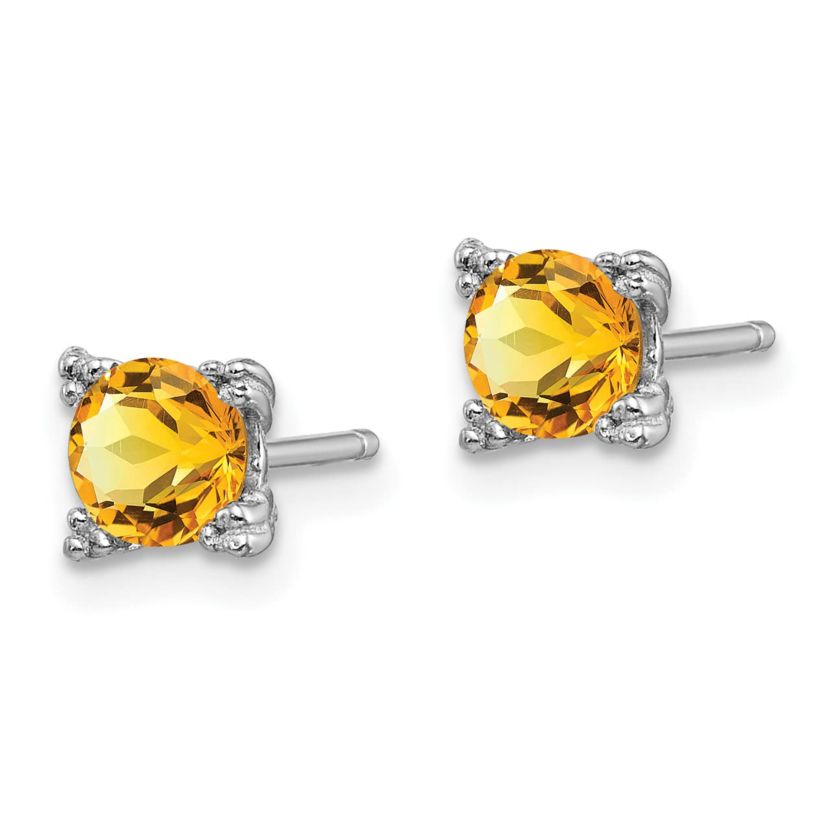 7/8 ct. t.w. Citrine Post Earrings in Rhodium-plated Sterling Silver
