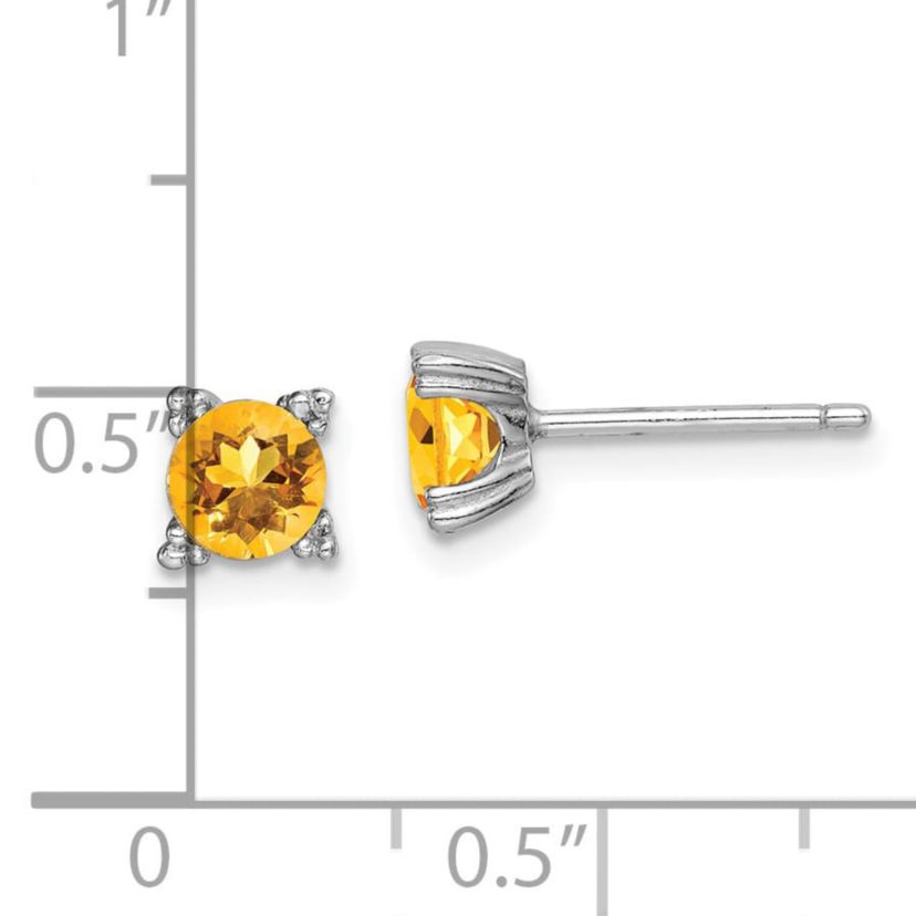 7/8 ct. t.w. Citrine Post Earrings in Rhodium-plated Sterling Silver