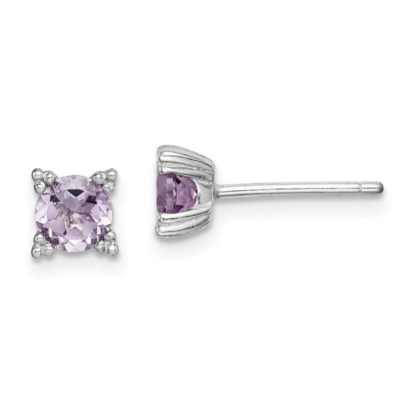 7/8 ct. t.w. Amethyst Post Earrings in Rhodium-plated Sterling Silver