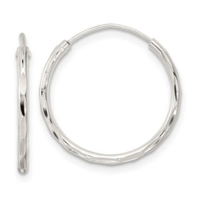Belk & Co Sterling Silver Polished Diamond-cut Endless Hoop Earrings, White