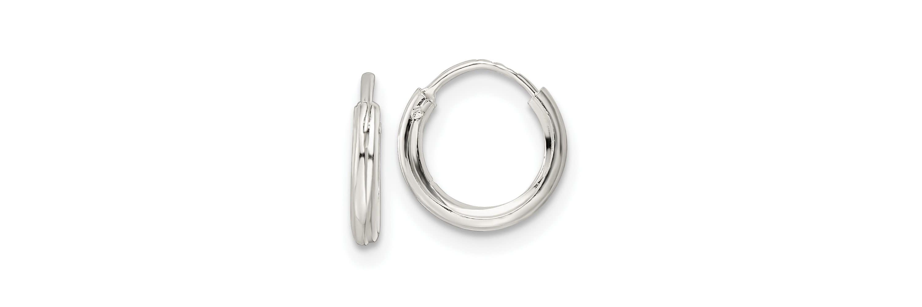 Sterling Silver Polished 1.5x10mm Endless Tube Hoop Earrings
