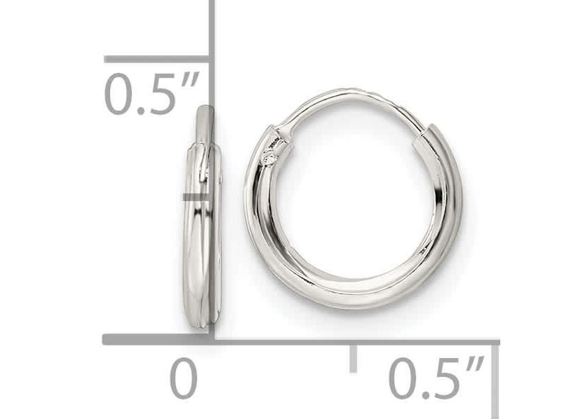 Sterling Silver Polished 1.5x10mm Endless Tube Hoop Earrings