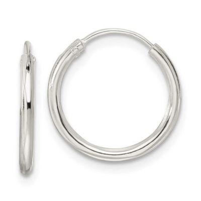 Belk & Co Sterling Silver Diamond-cut 1.5x15mm Endless Tube Hoop Earrings, White