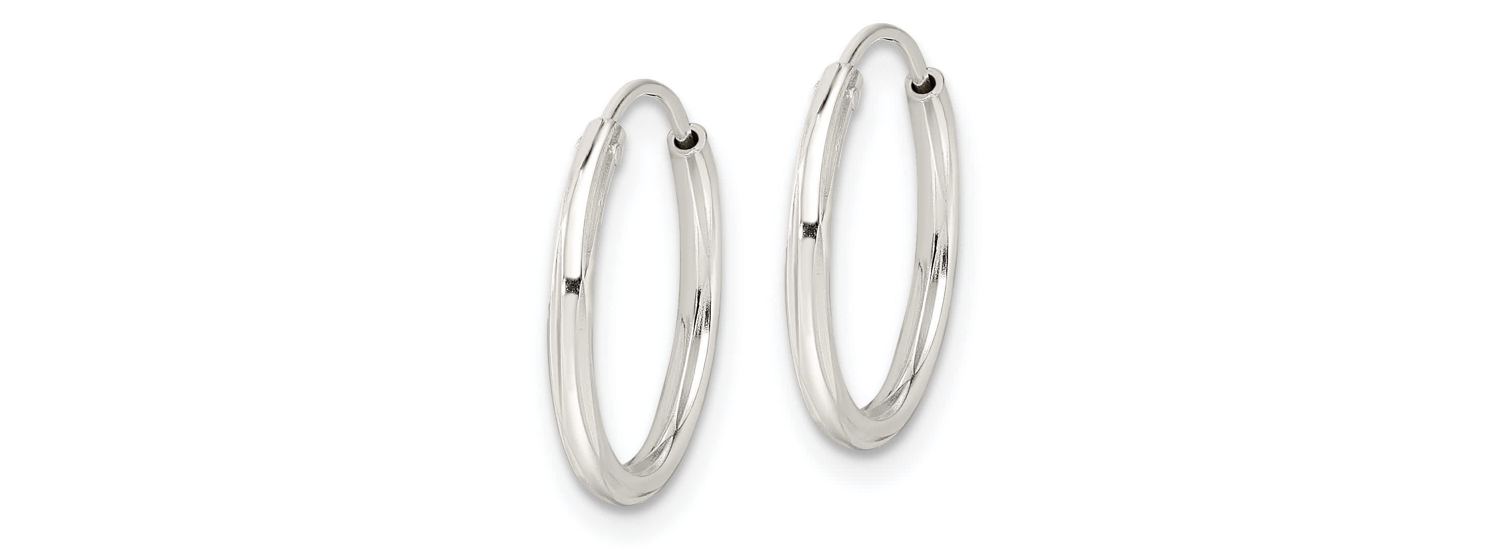 Sterling Silver Diamond-cut 1.5x15mm Endless Tube Hoop Earrings