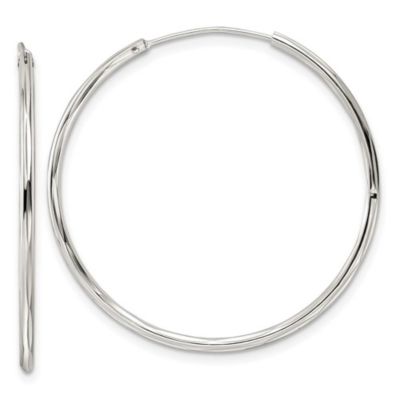 Belk & Co Sterling Silver Diamond-cut 1.5x35mm Endless Tube Hoop Earrings, White