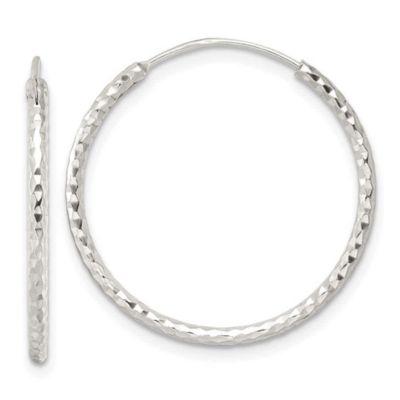 Belk & Co Sterling Silver Polished Diamond-cut Endless Hoop Earrings, White