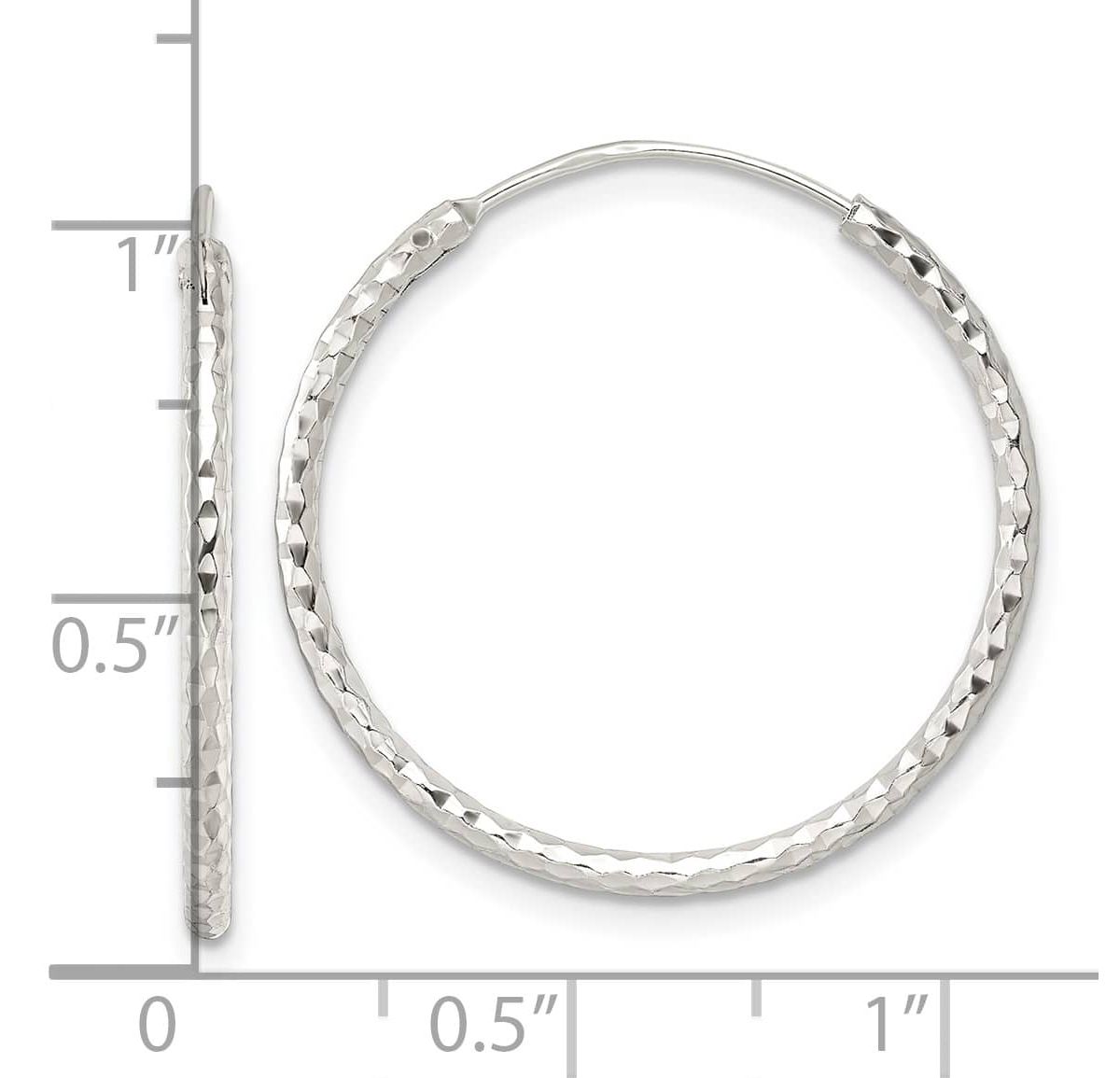 Sterling Silver Polished Diamond-cut Endless Hoop Earrings