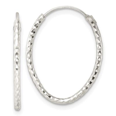 Belk & Co Sterling Silver Polished Diamond-cut Oval Endless Hoop Earrings, White