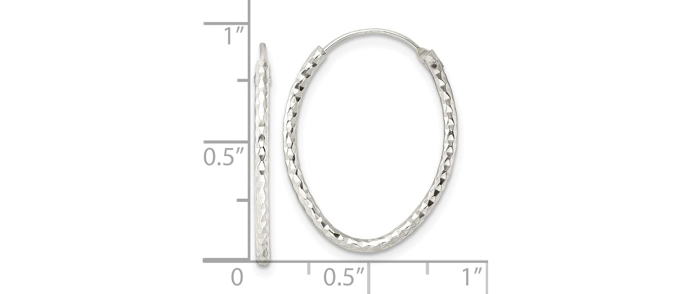 Sterling Silver Polished Diamond-cut Oval Endless Hoop Earrings