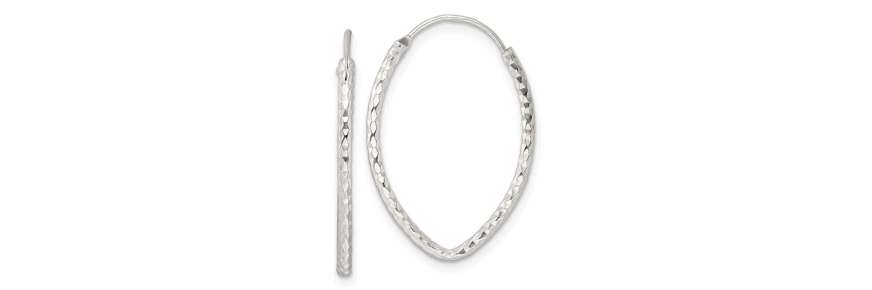 Sterling Silver Polished Diamond-cut Endless Hoop Earrings