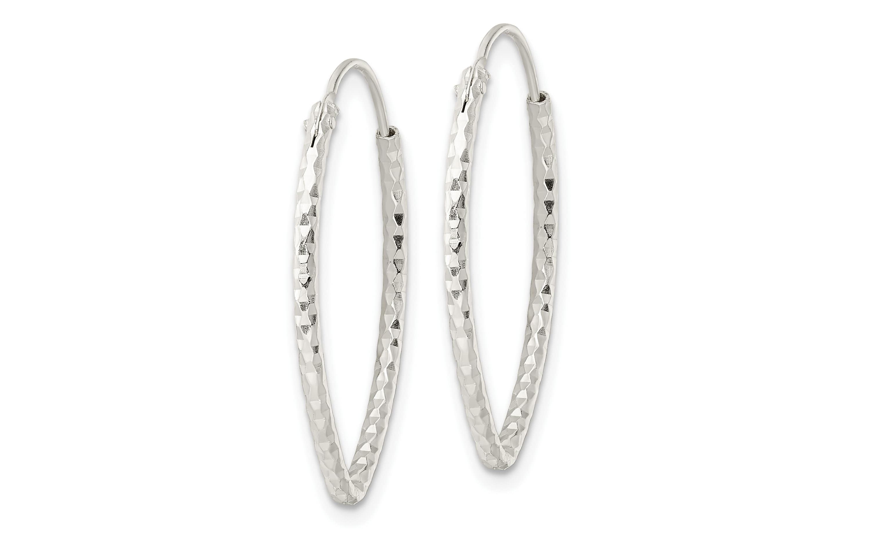 Sterling Silver Polished Diamond-cut Endless Hoop Earrings