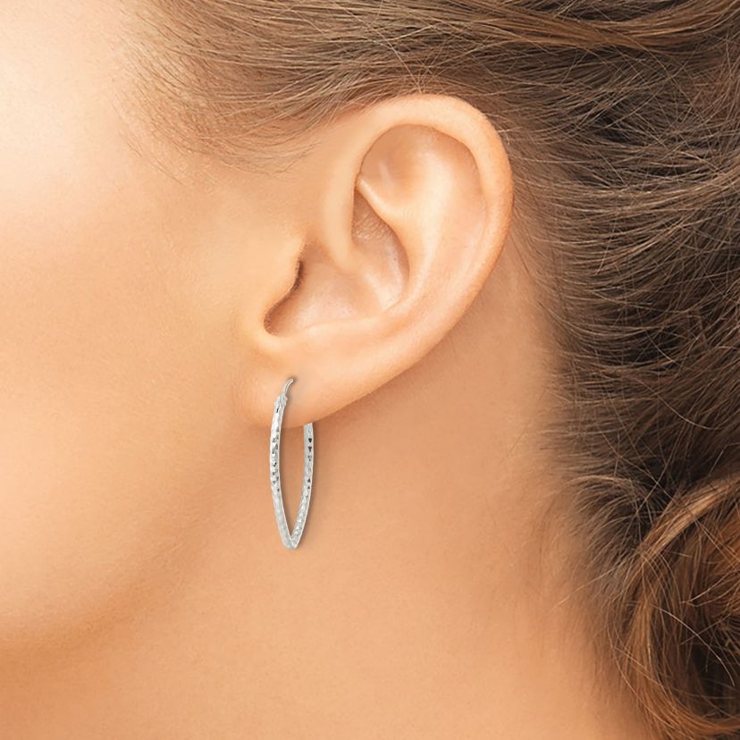 Sterling Silver Polished Diamond-cut Endless Hoop Earrings