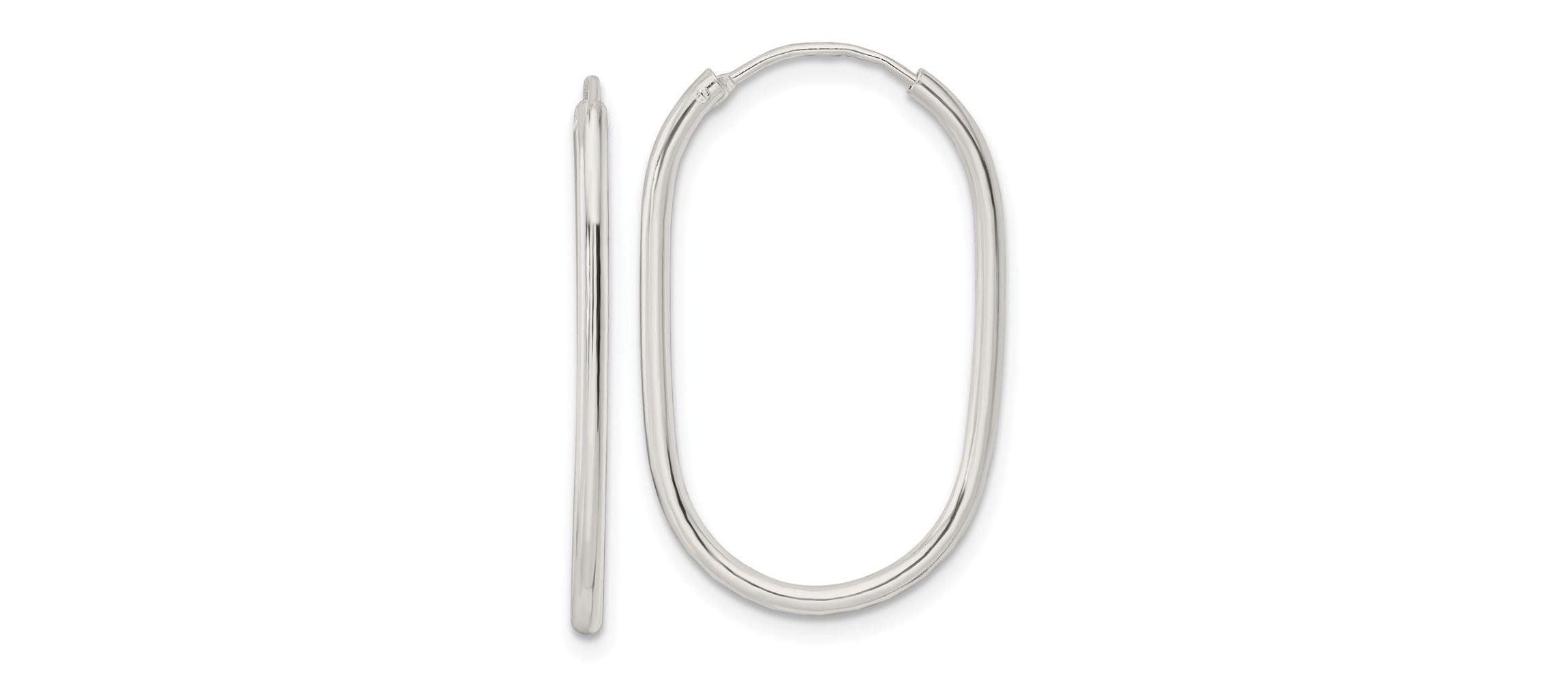 Sterling Silver Polished Endless Oblong Hoop Earrings