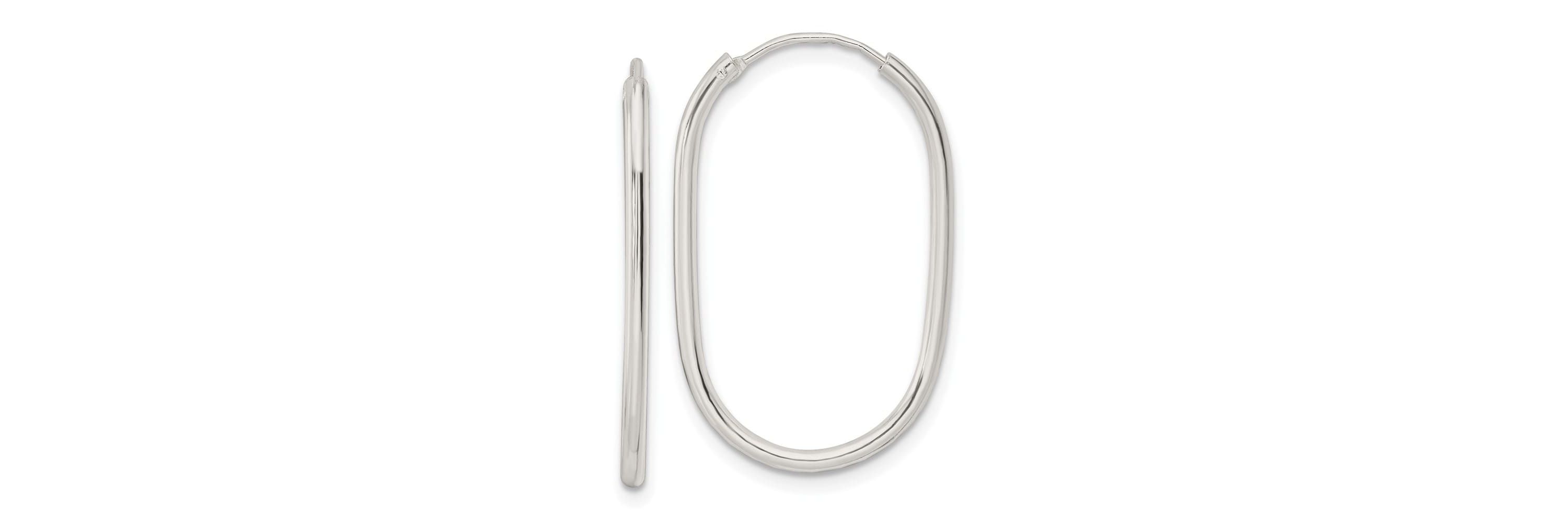 Sterling Silver Polished Endless Oblong Hoop Earrings